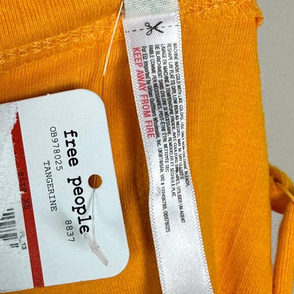 NWT Free People Marissa Bodysuit Tangerine Size XS Orange Square Neck Thong New - Picture 7 of 14